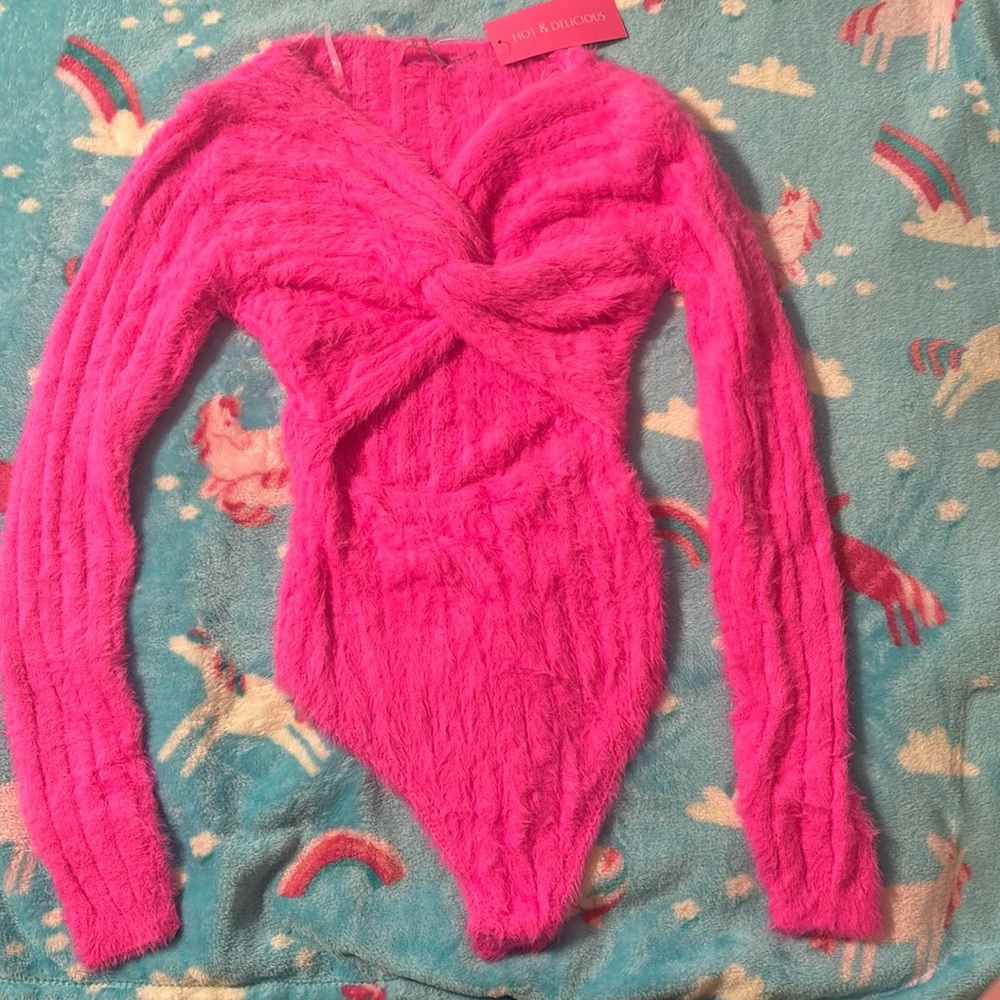 Hot Pink Long Sleeve Body Suit